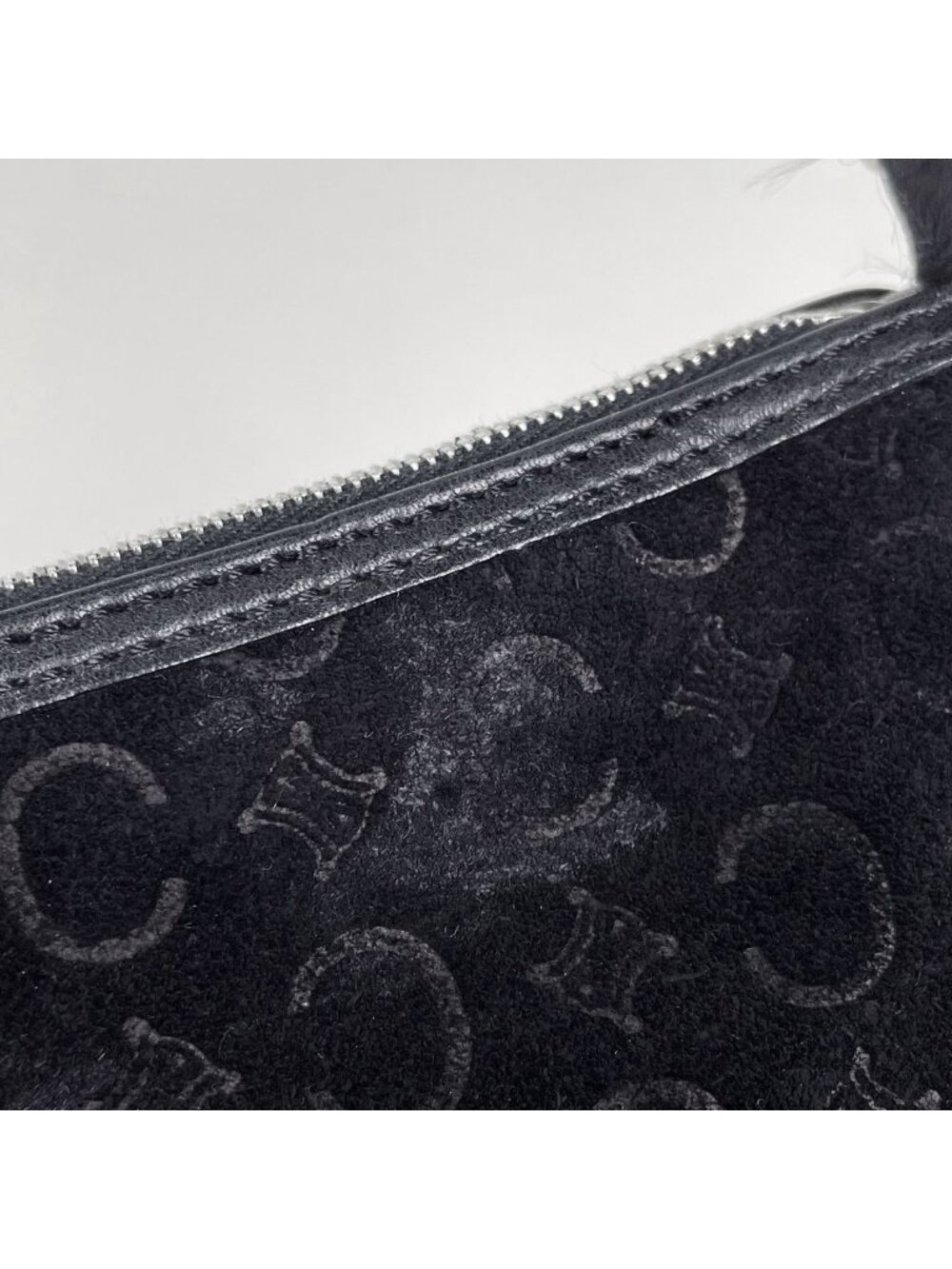 Celine C Macadam Pattern Handbag Suede Black - Picture 4 of 7